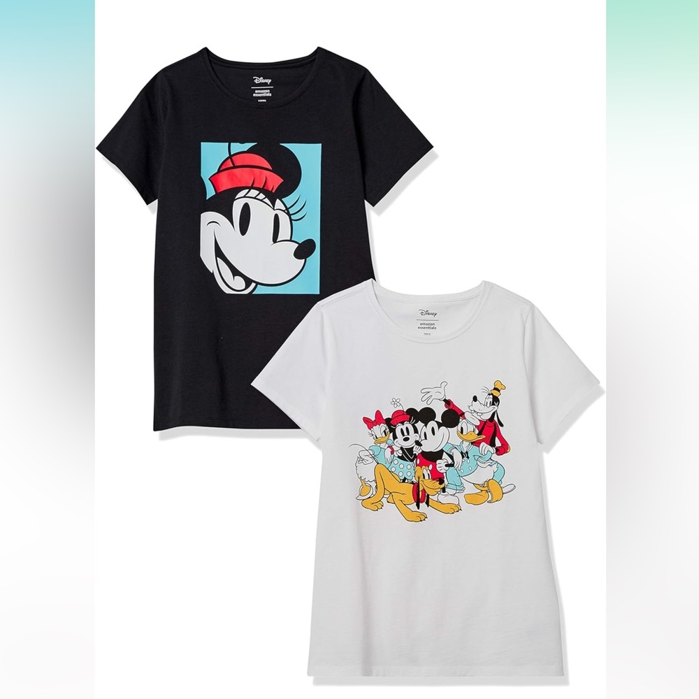 Disney Women's Short-Sleeve Crew-Neck T-Shirts, Pack of 2
